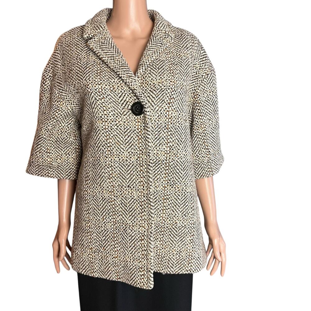J.Crew Collection Wool Tweed Longline Topper Coat Bracelet Sleeve 8
